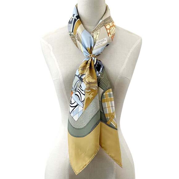 HERMES Cream Silk Scarf - Picture 2 of 5